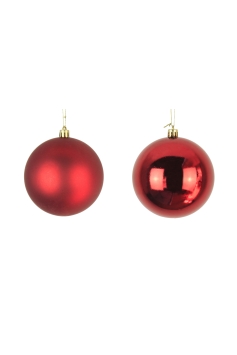 20cm Red Bauble Set Shiny/Matt (12 pc)