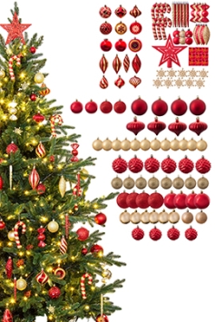 The 128pc Red & Gold Full Heavy Coverage Bauble Set (6ft trees)