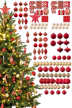 The 196pc Red & Gold Full Heavy Coverage Bauble Set (7ft trees)