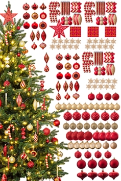 The 212pc Red & Gold Full Heavy Coverage Bauble Set (8ft trees)