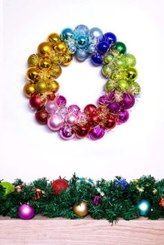 33cm Multicolour Shatterproof Bauble Wreath