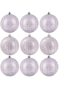 10cm Hand Painted Shatterproof Bauble Design 12 (9 Pack)