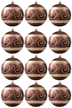 Hand Painted Shatterproof Bauble Design 25 (9-12 Pack)