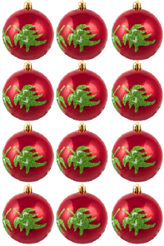 Hand Painted Shatterproof Bauble Design 33 (12 Pack)