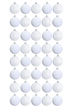 6cm White Bauble Set Shiny/Matt (40 pc)