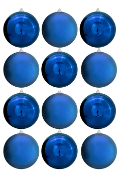 20cm Blue Bauble Set Shiny/Matt (12 pc)