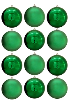 20cm Green Bauble Set Shiny/Matt (12 pc)