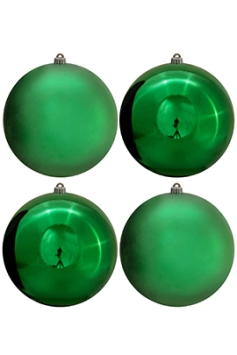 25cm Green Bauble Set Shiny/Matt (4 pc)