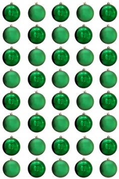 8cm Green Bauble Set Shiny/Matt (40 pc)