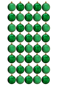 6cm Green Bauble Set Shiny/Matt (40 pc)