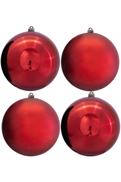 25cm Red Bauble Set Shiny/Matte (4 pc)