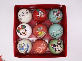 7.5cm Retro Mickey Mouse & Friends Baubles (9pc) - Disney Licensed