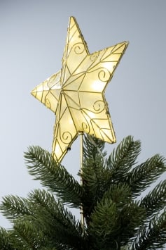 Warm White Pre-lit 22cm Star Tree Topper - Capiz Shell Effect