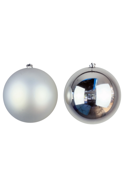 Clearance 20cm Silver Bauble Set Shiny/Matte (12 pc)