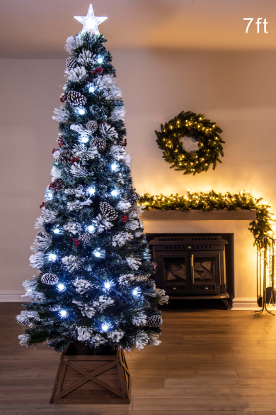 The 7ft Snowy LED Frosted Pine Fibre Optic Tree