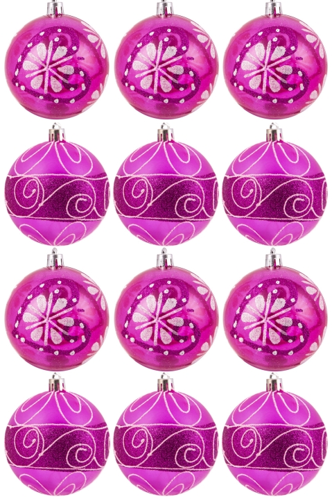 Hand Painted Shatterproof Bauble Design 2 (12 Pack)