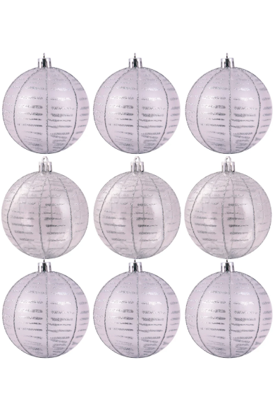 10cm Hand Painted Shatterproof Bauble Design 12 (9 Pack)