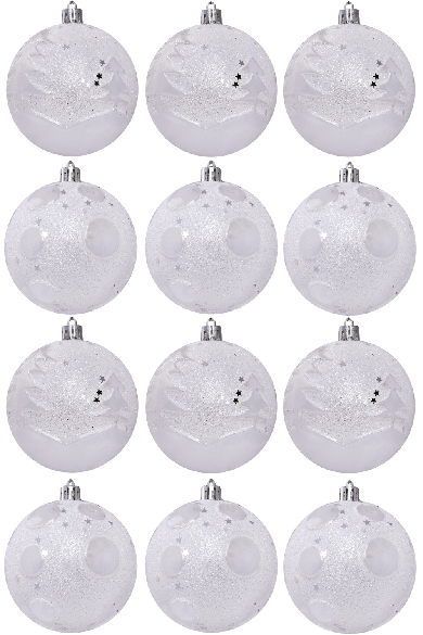 Hand Painted Shatterproof Bauble Design 14 (12 Pack)