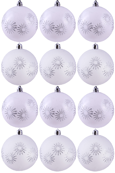 Hand Painted Shatterproof Bauble Design 18 (12 Pack)