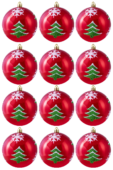 Hand Painted Shatterproof Bauble Design 28 (9-12 Pack)