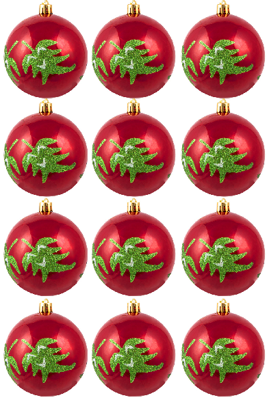 Hand Painted Shatterproof Bauble Design 33 (12 Pack)