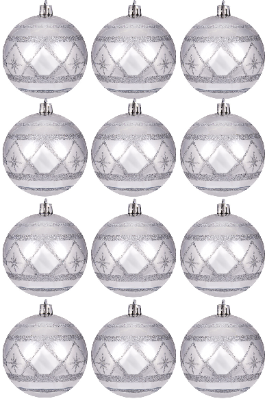 Hand Painted Shatterproof Bauble Design 37 (12 Pack)