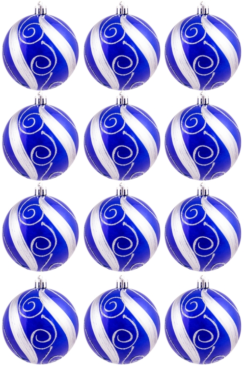 Hand Painted Shatterproof Bauble Design 42 (12 Pack)