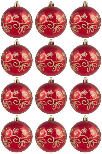 Hand Painted Shatterproof Bauble Design 43 (12 Pack)