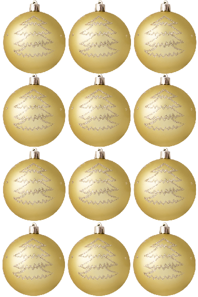 Hand Painted Shatterproof Bauble Design 24 (12 Pack)