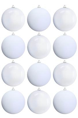 20cm White Bauble Set Shiny/Matt (12 pc)