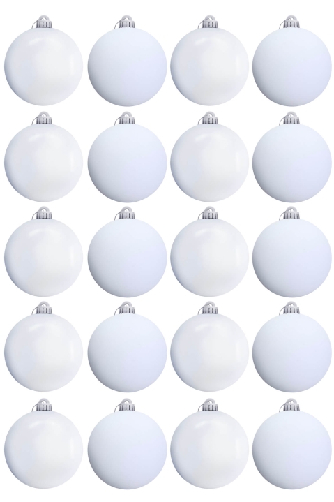 15cm White Bauble Set Shiny/Matt (20 pc)