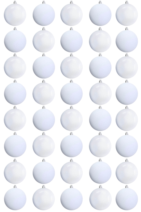 10cm White Bauble Set Shiny/Matt (40 pc)