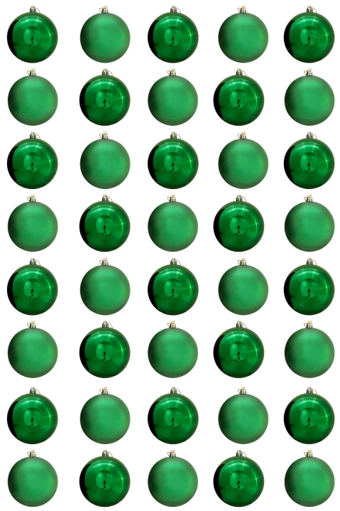 10cm Green Bauble Set Shiny/Matt (40 pc)