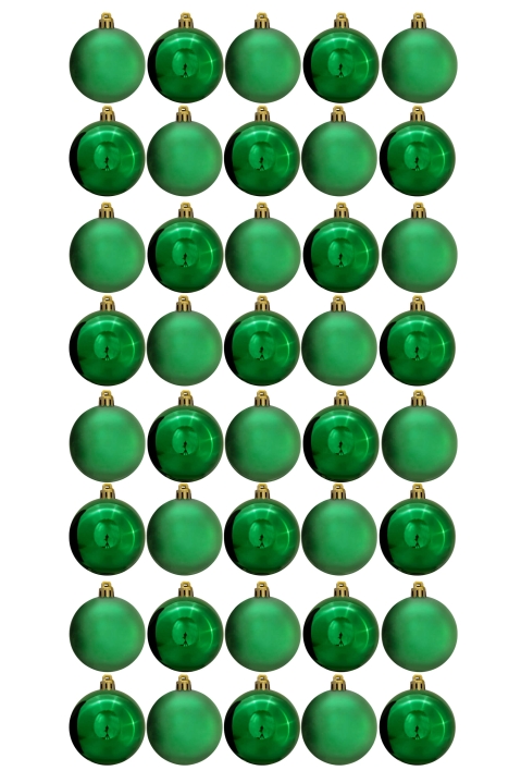 6cm Green Bauble Set Shiny/Matt (40 pc)