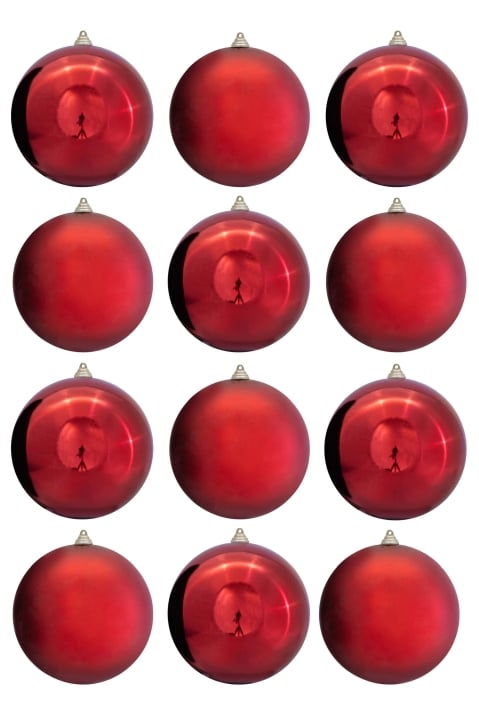 20cm Red Bauble Set Shiny/Matt (12 pc)