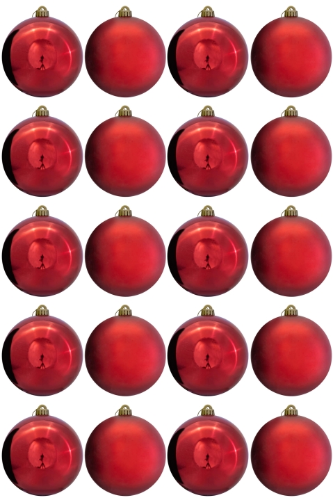 15cm Red Bauble Set Shiny/Matt (20 pc)