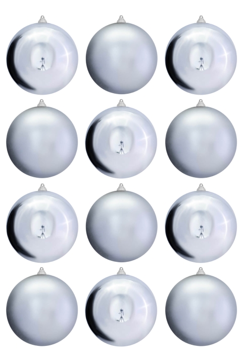 20cm Silver Bauble Set Shiny/Matt (12 pc)