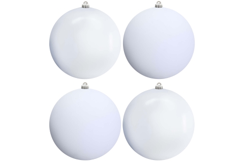 25cm White Bauble Set Shiny/Matt (4 pc)