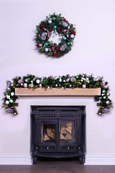 180cm Decorated Mixed Pine Garland with Baubles Berries & Bows