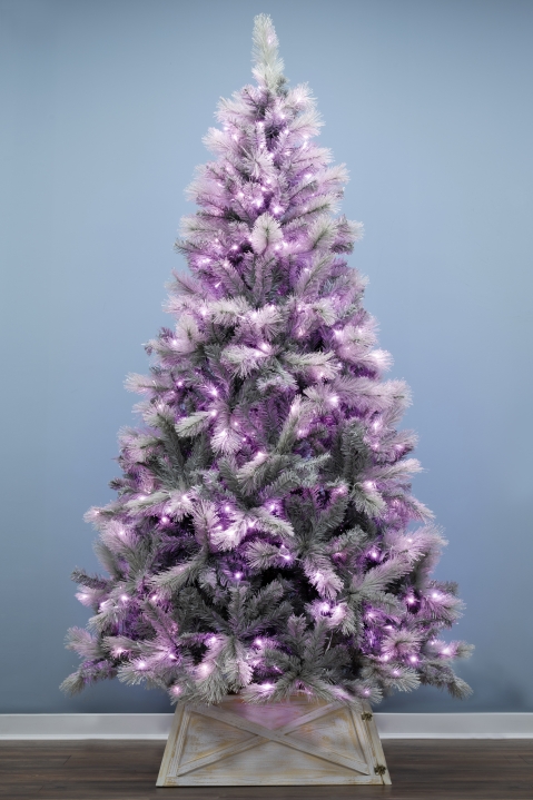 The Pre-lit 7ft Silver Majestic Pine Tree - Pink LED lights