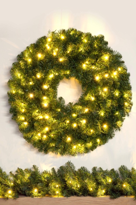 90cm Pre-lit Extra Thick Arbor Vitae Wreath