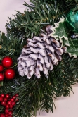 50cm Decorated Mixed Pine Wreath with Tartan Bows