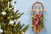 70cm Decorative Wooden Sled With Tartan Bow