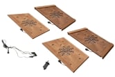 Pre-lit Large Brown Wooden Tree Skirt - Snowflake & Stars Scene