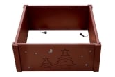 Pre-lit Large Red Wooden Tree Skirt - Trees & Stars Scene