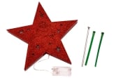 Red Wooden Battery-Powered Star Tree Topper - Reindeer & Stars Scene