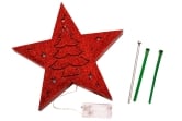 Red Wooden Battery-Powered Star Tree Topper - Tree & Stars Scene