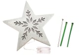 Silver Wooden Battery-Powered Star Tree Topper - Snowflake Scene