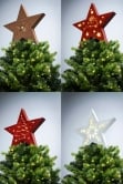 Pre-lit Wooden Star Tree Topper - Battery Powered (4 Designs)