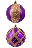 10cm Hand Painted Shatterproof Bauble Design 10 (9 Pack)